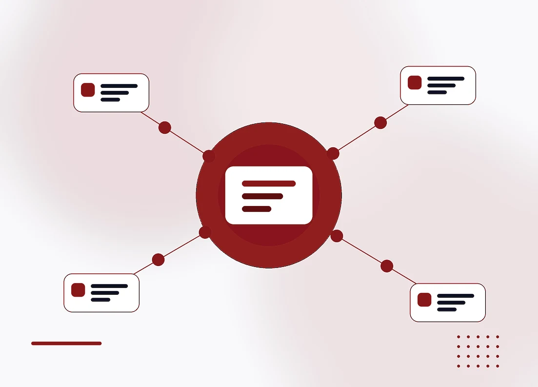Four business systems connected through a central exchange layer